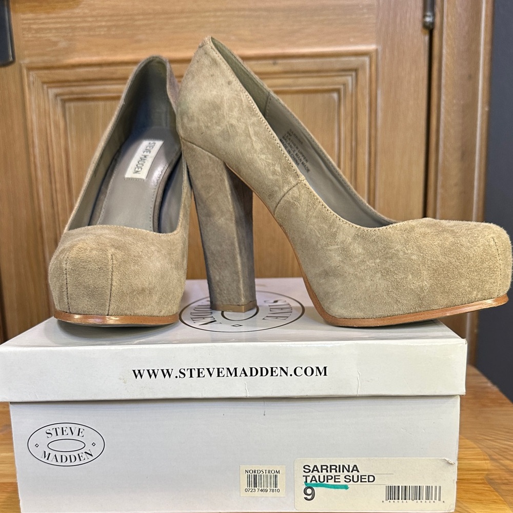 Steve Madden Taupe Suede Heels